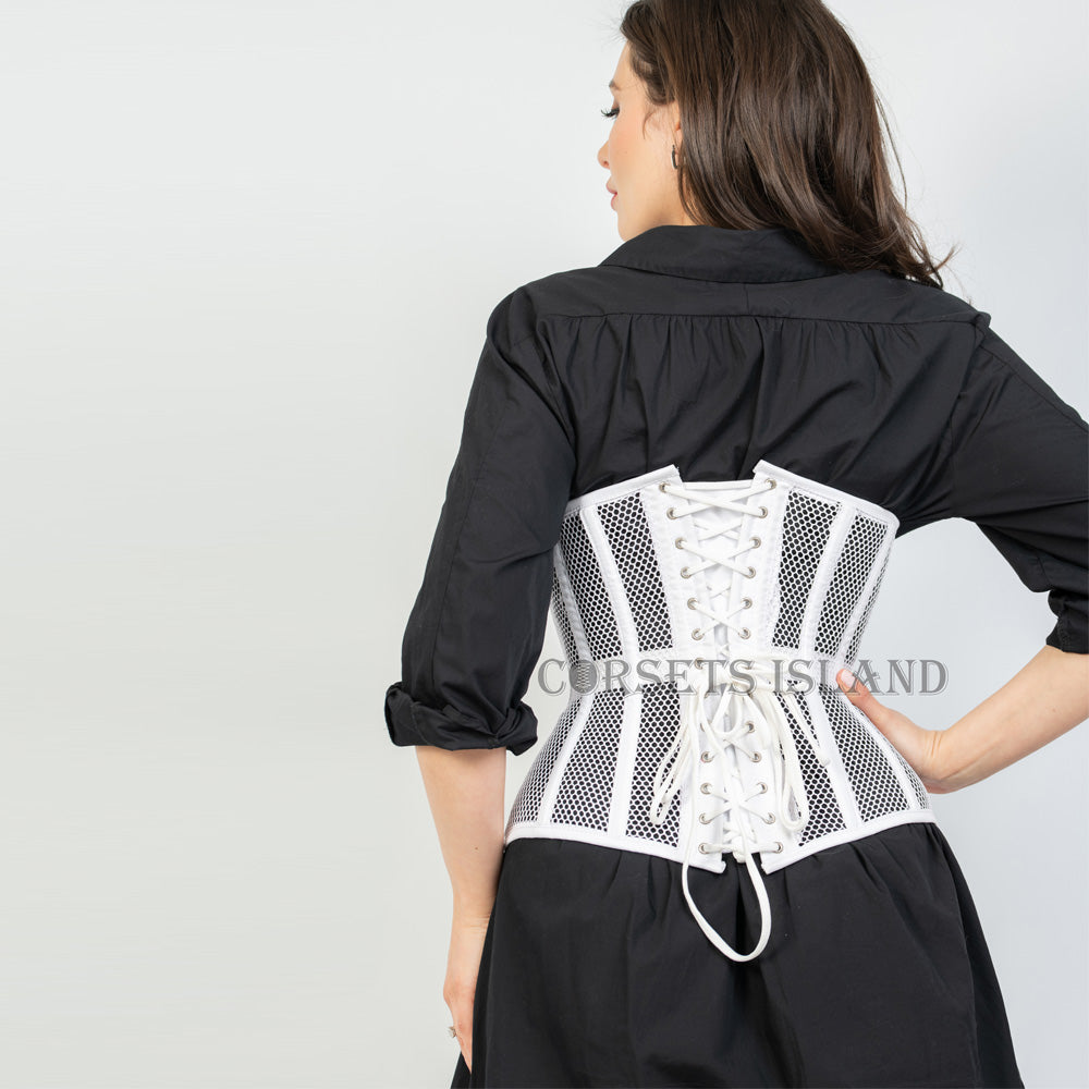 white Laced back mesh corset