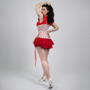 Susan - White Red Cherry Print Pin Up Corset with Adjustable Side Lacing